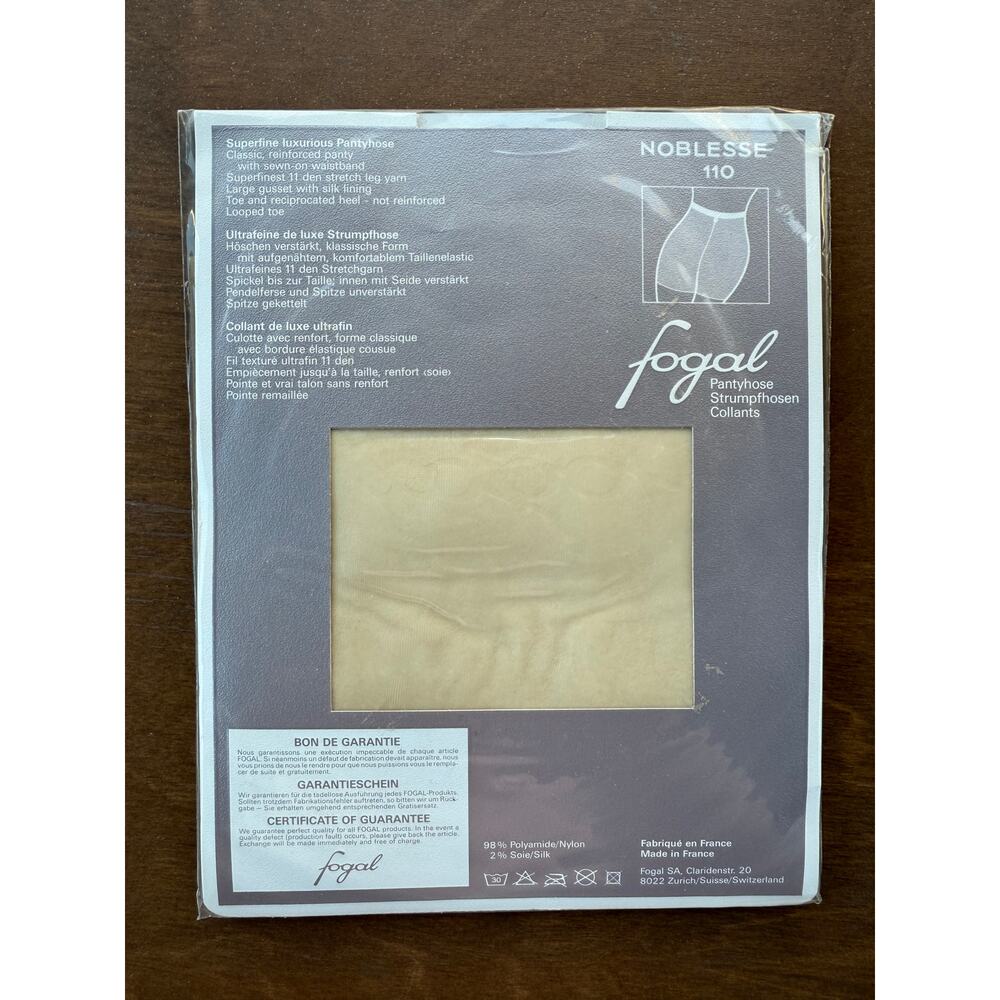 NEW Fogal Noblesse 110 Plage Color 108 Pantyhose Hosiery Made In France XS